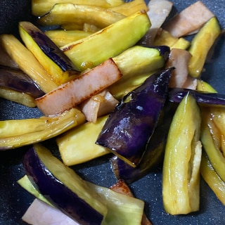 ハムと茄子の炒め物